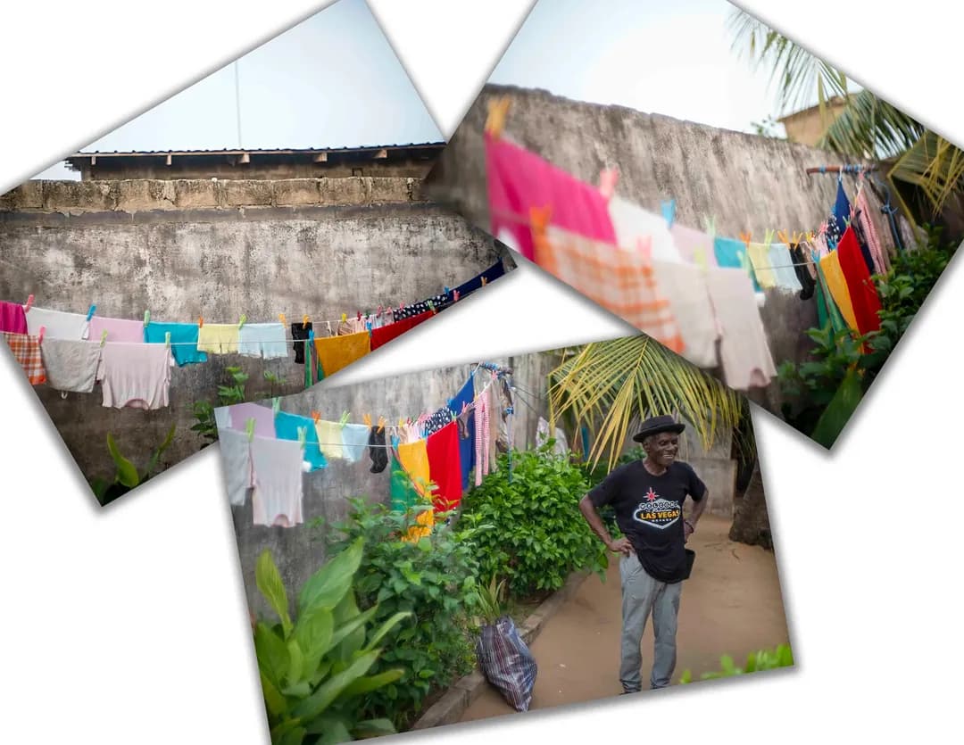 Ghana Love 1 — clothes on clothes line at mom s 13x19
